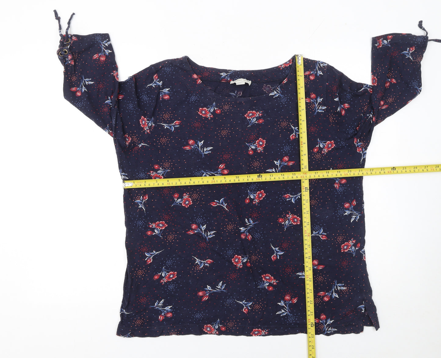 Monsoon Womens Blue Floral 3/4 Sleeve Tunic Blouse Size 18