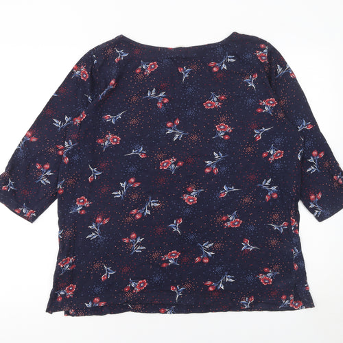 Monsoon Womens Blue Floral 3/4 Sleeve Tunic Blouse Size 18
