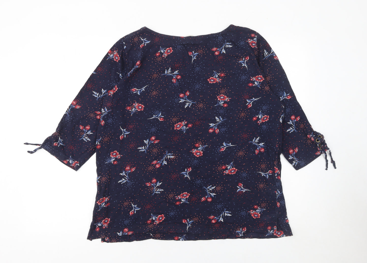 Monsoon Womens Blue Floral 3/4 Sleeve Tunic Blouse Size 18