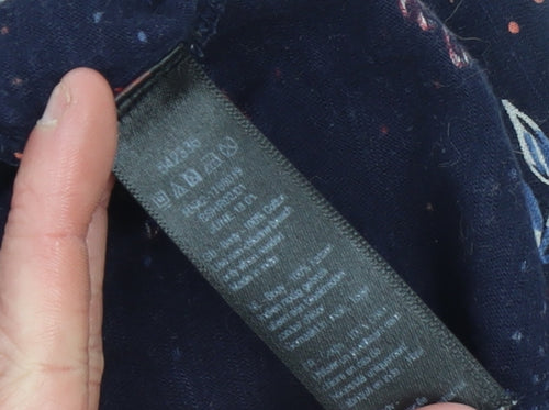 Monsoon Womens Blue Floral 3/4 Sleeve Tunic Blouse Size 18