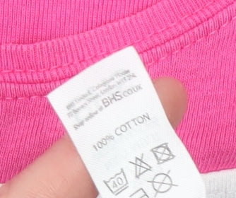 BHS Women’s Navy & Pink Striped Cotton 3/4 Sleeve T-Shirt Size 12