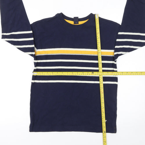 GAP Kids Boys Navy Blue Long Sleeve Striped Cotton T-Shirt L/10 Years