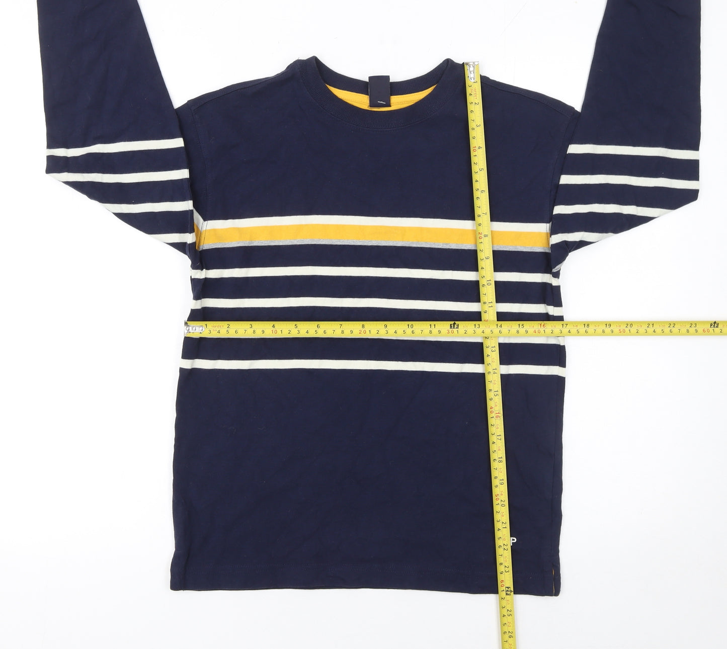 GAP Kids Boys Navy Blue Long Sleeve Striped Cotton T-Shirt L/10 Years