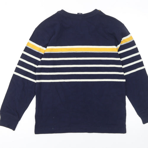 GAP Kids Boys Navy Blue Long Sleeve Striped Cotton T-Shirt L/10 Years