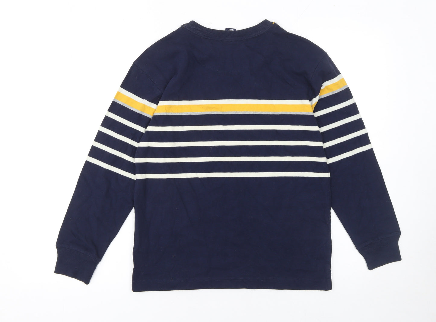 GAP Kids Boys Navy Blue Long Sleeve Striped Cotton T-Shirt L/10 Years