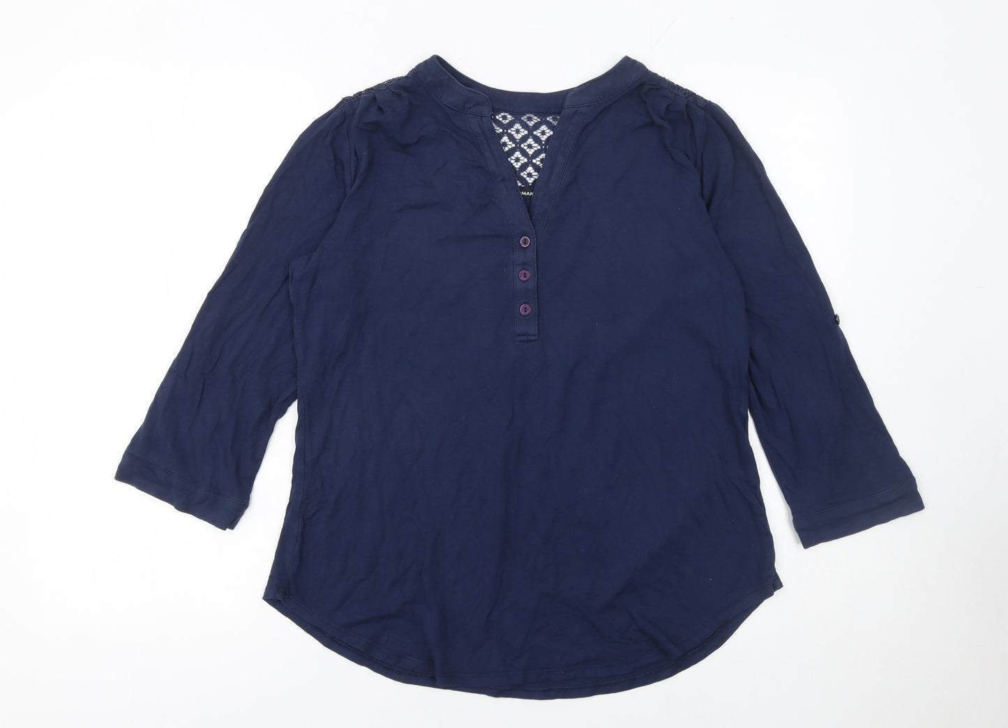 Roman Women's Blue 3/4 Sleeve Tunic Blouse Size 10