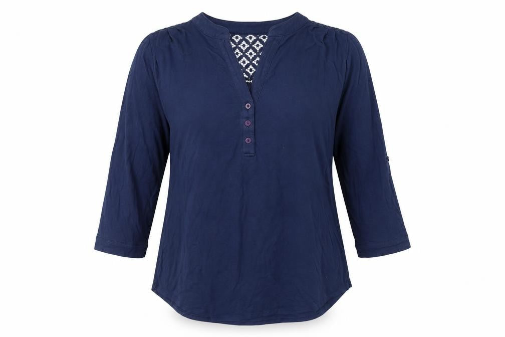 Front view of Roman Women's Blue 3/4 Sleeve Tunic Blouse, size 10