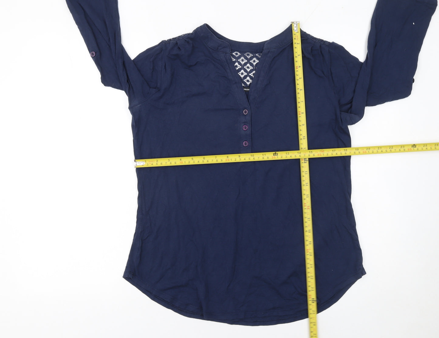 Roman Women's Blue 3/4 Sleeve Tunic Blouse Size 10