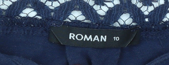 Roman Women's Blue 3/4 Sleeve Tunic Blouse Size 10