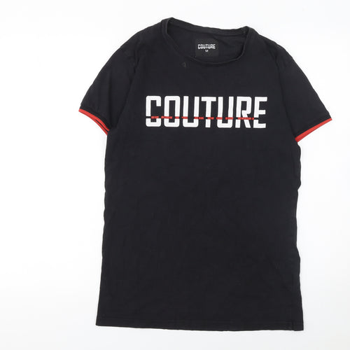 Couture Men's Black Graphic Logo Short Sleeve T-Shirt Size M