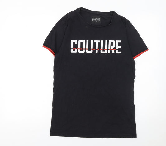 Couture Men's Black Graphic Logo Short Sleeve T-Shirt Size M