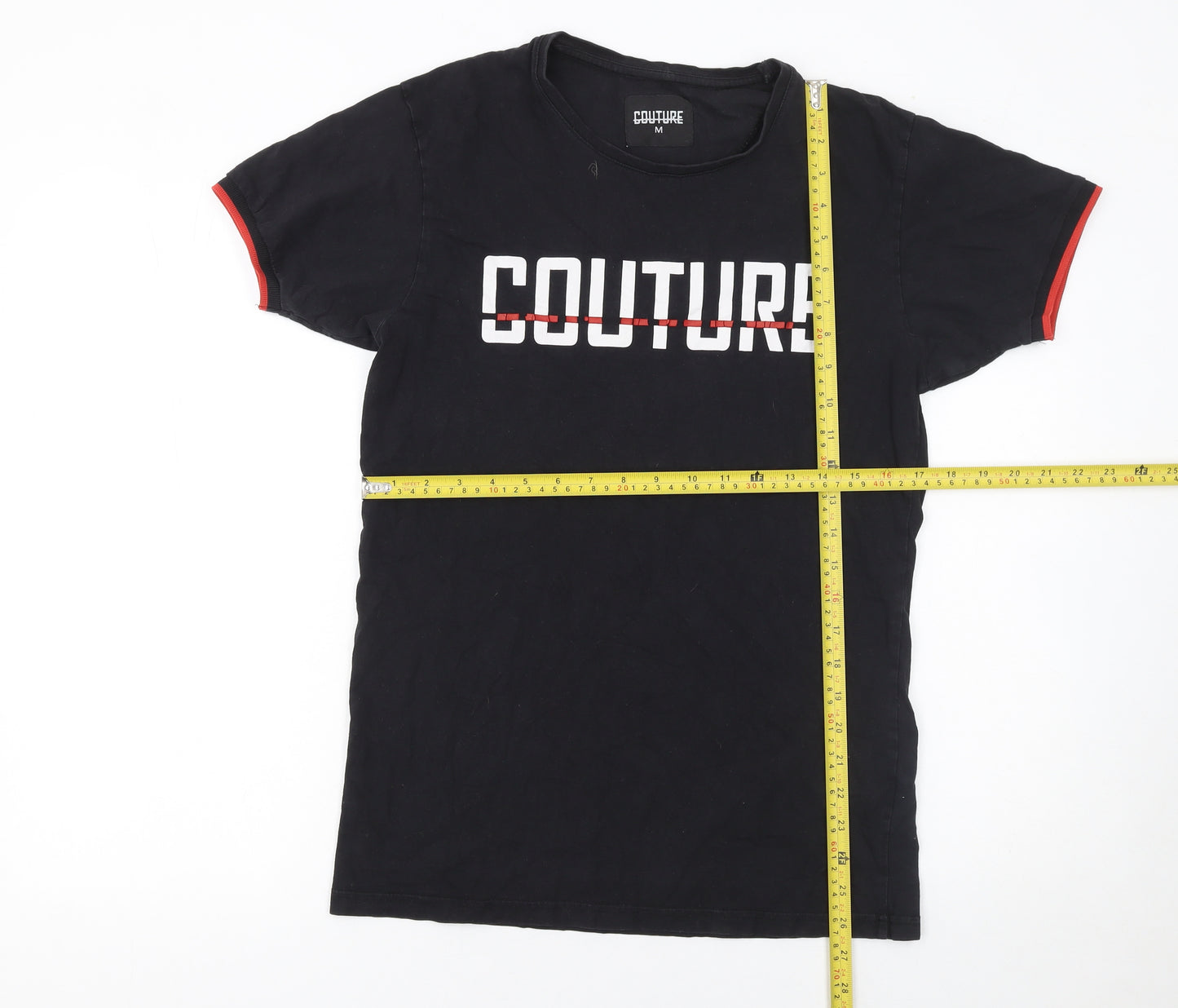 Couture Men's Black Graphic Logo Short Sleeve T-Shirt Size M