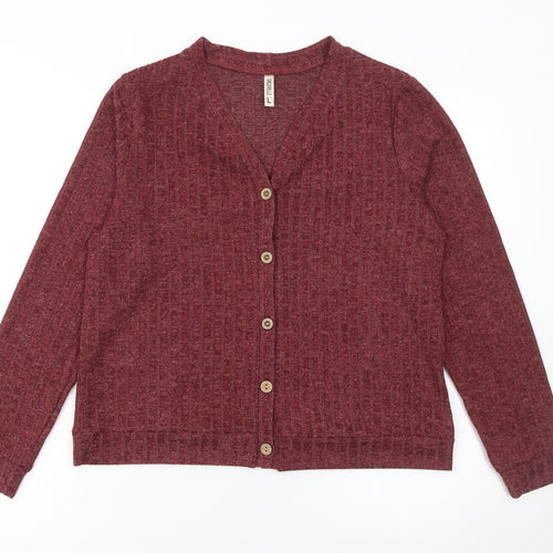 Grecelle Women's Red V-Neck Button Knit Cardigan Size L