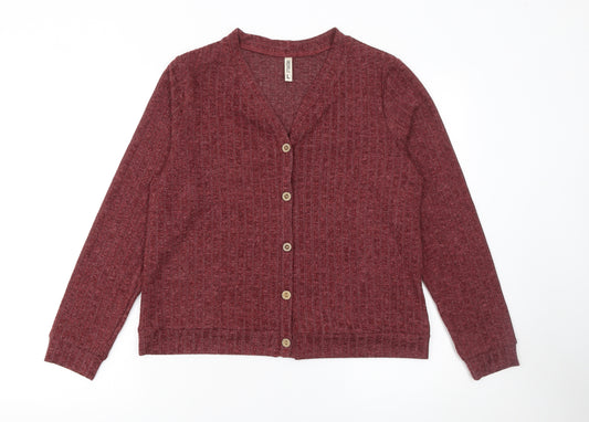 Grecelle Women's Red V-Neck Button Knit Cardigan Size L