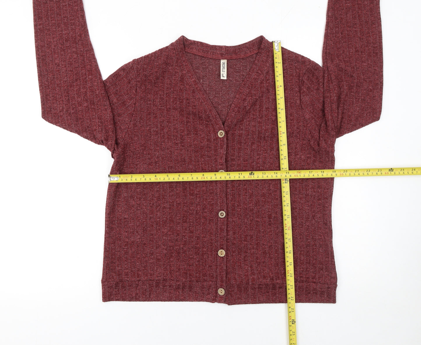 Grecelle Women's Red V-Neck Button Knit Cardigan Size L