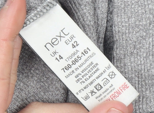 Next Women’s Grey Long Sleeve Scoop Neck Pullover Jumper Size 14