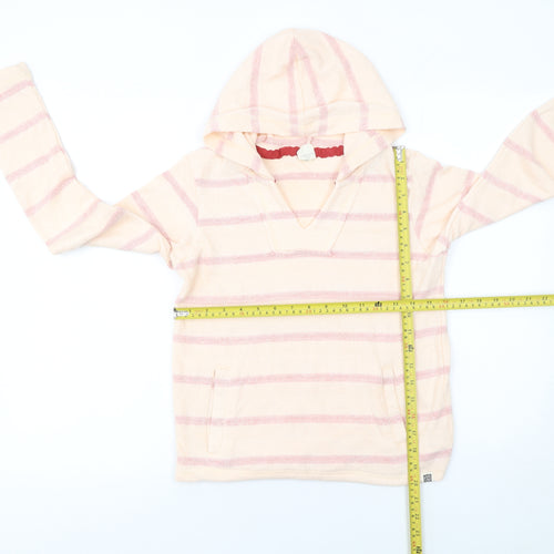 Saltrock Girls Beige Pink Striped Pullover Hoodie 11-12 Years Cotton Blend