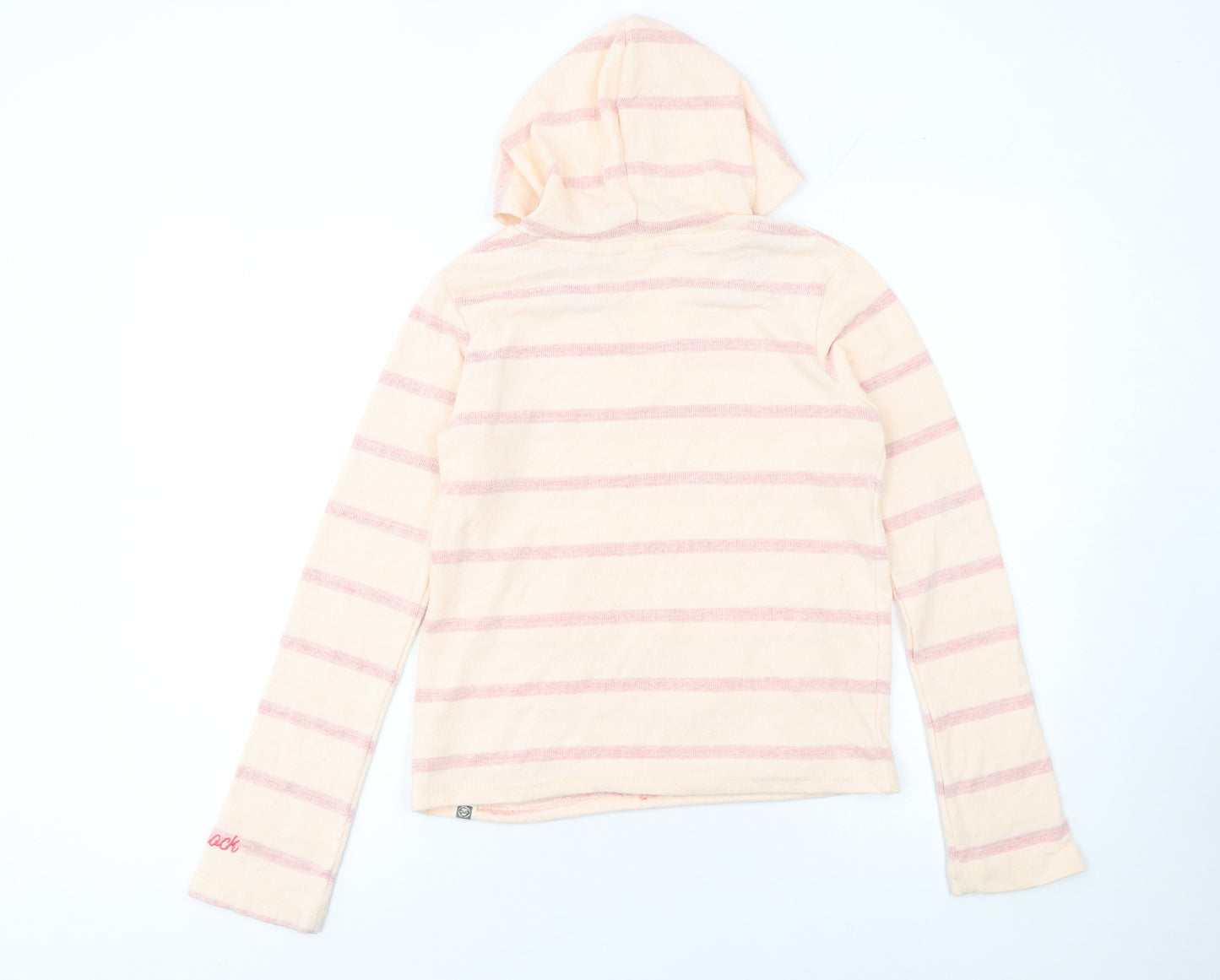 Saltrock Girls Beige Pink Striped Pullover Hoodie 11-12 Years Cotton Blend