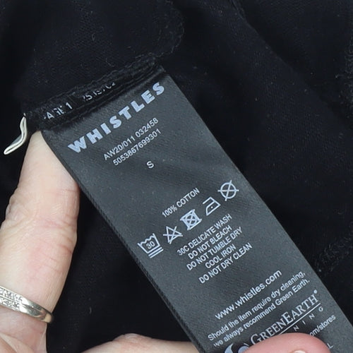 Whistles Womens Black Long Sleeve Cotton Top Size S