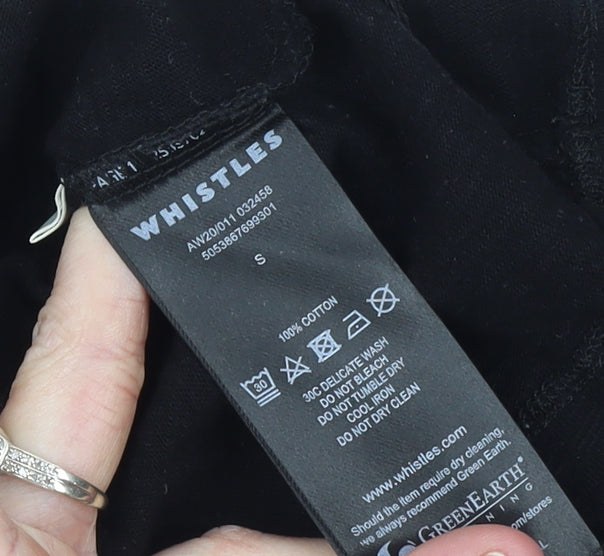 Whistles Womens Black Long Sleeve Cotton Top Size S