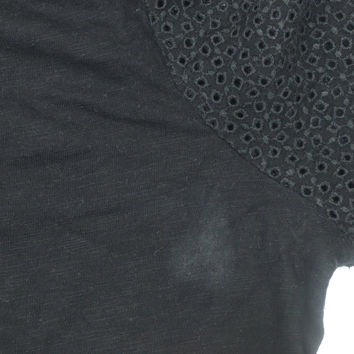 Whistles Womens Black Long Sleeve Cotton Top Size S