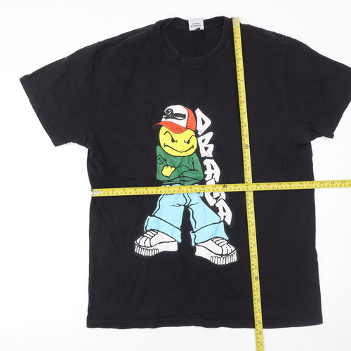Drama Call Men's Black Graphic Print T-Shirt Size L
