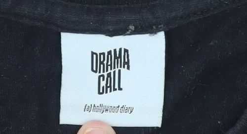 Drama Call Men's Black Graphic Print T-Shirt Size L