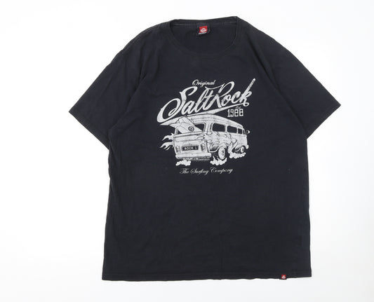 Saltrock Men's Black Large Graphic Surf T-Shirt 100% Cotton