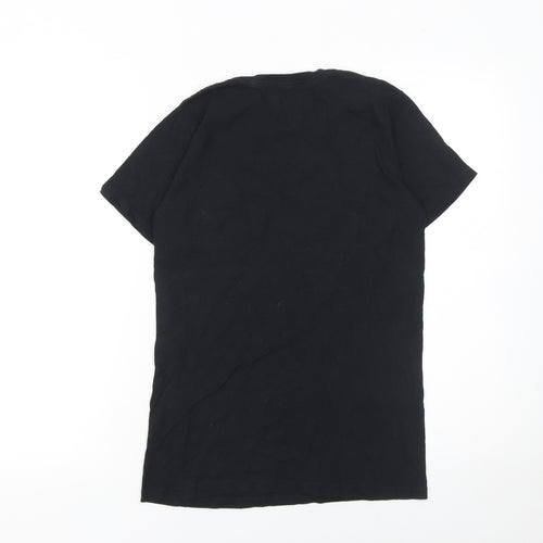 Reason Women’s Black XS Graphic Cotton T-Shirt Crew Neck
