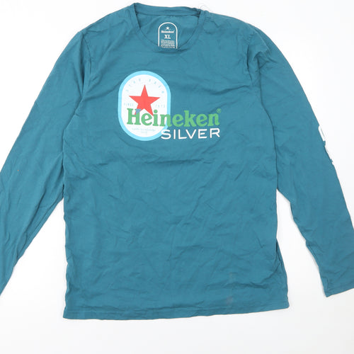 Heineken Silver Blue XL Men's Long Sleeve Graphic Cotton T-Shirt