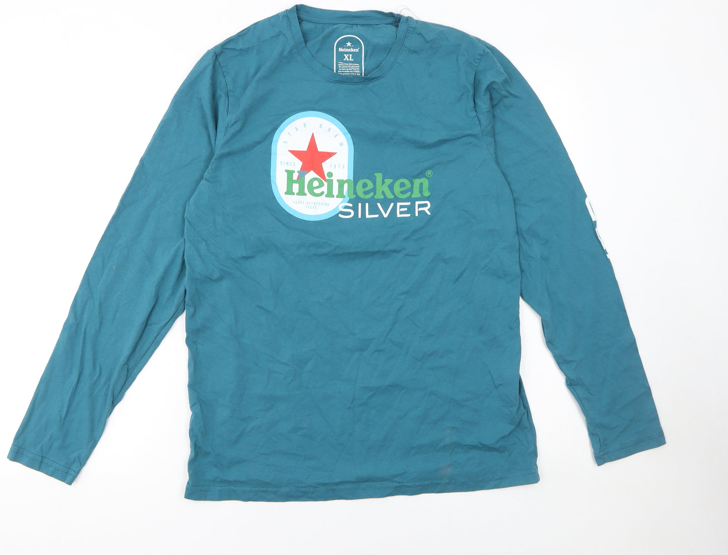 Heineken Silver Blue XL Men's Long Sleeve Graphic Cotton T-Shirt