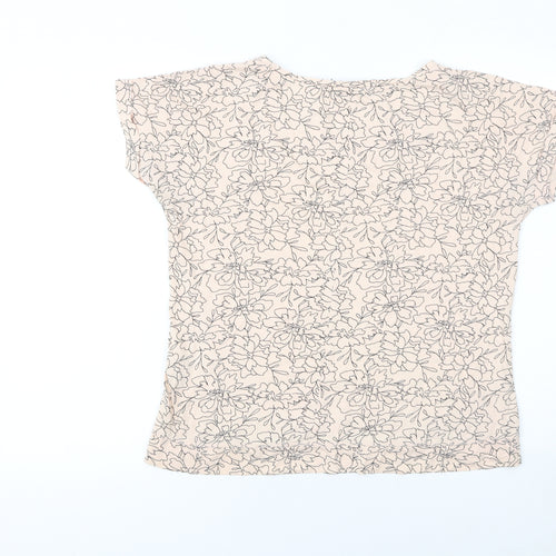 Marks and Spencer Womens Beige Floral Cotton T-Shirt Size 12