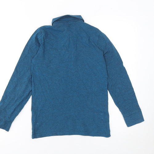 Next Boys Blue Long Sleeve Polo Shirt 10 Years Cotton Blend