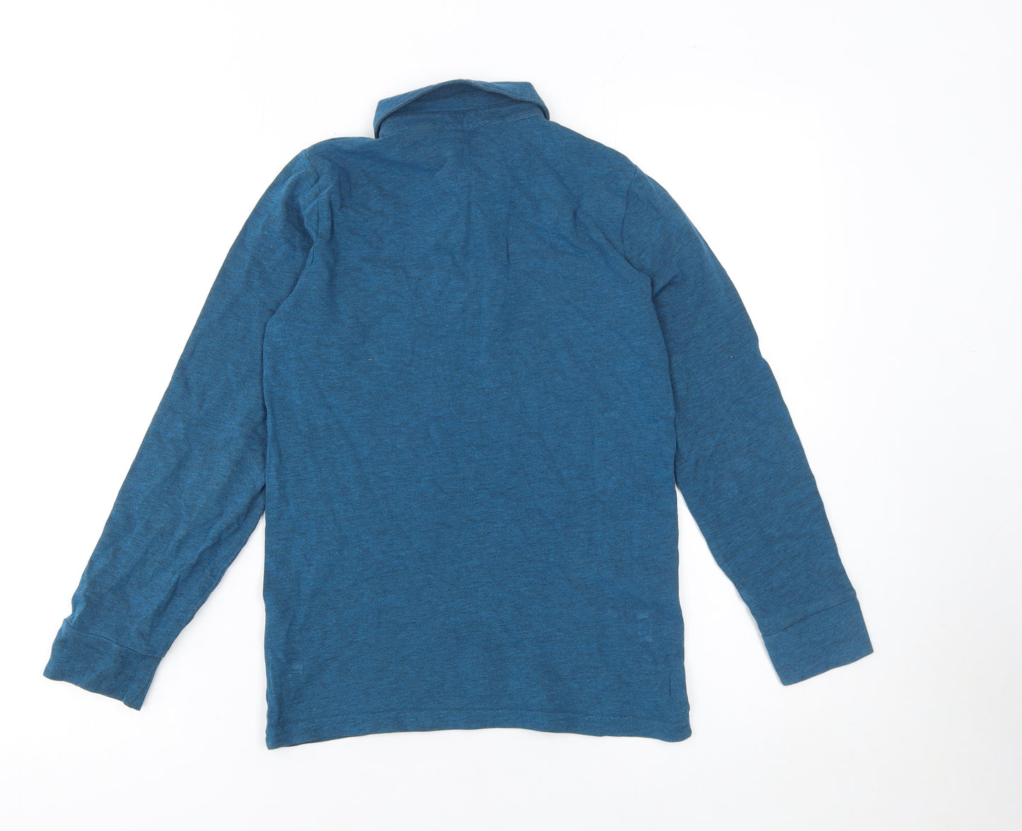Next Boys Blue Long Sleeve Polo Shirt 10 Years Cotton Blend