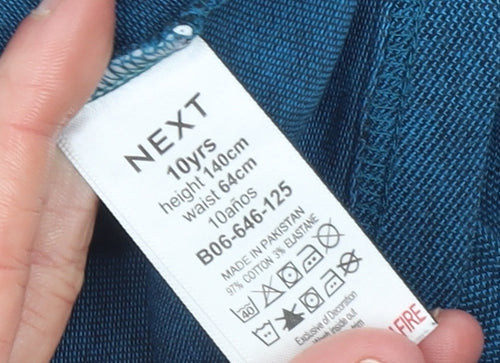 Next Boys Blue Long Sleeve Polo Shirt 10 Years Cotton Blend