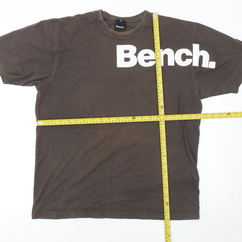 Bench Men Brown Cotton Short Sleeve Crew Neck T-Shirt M