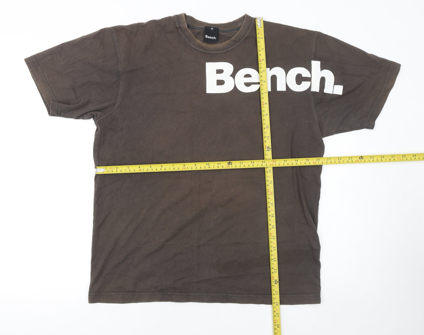 Bench Men Brown Cotton Short Sleeve Crew Neck T-Shirt M