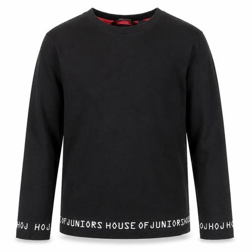House of Juniors Girls Black Long Sleeve Logo Cotton T-Shirt 9-10 Years