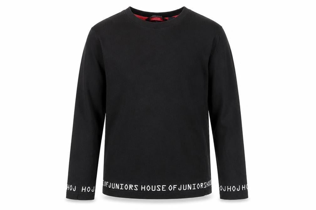 House of Juniors Girls Black Long Sleeve Logo Cotton T-Shirt 9-10 Years