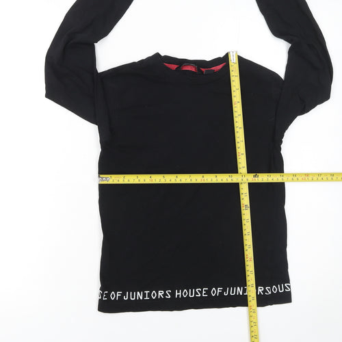 House of Juniors Girls Black Long Sleeve Logo Cotton T-Shirt 9-10 Years