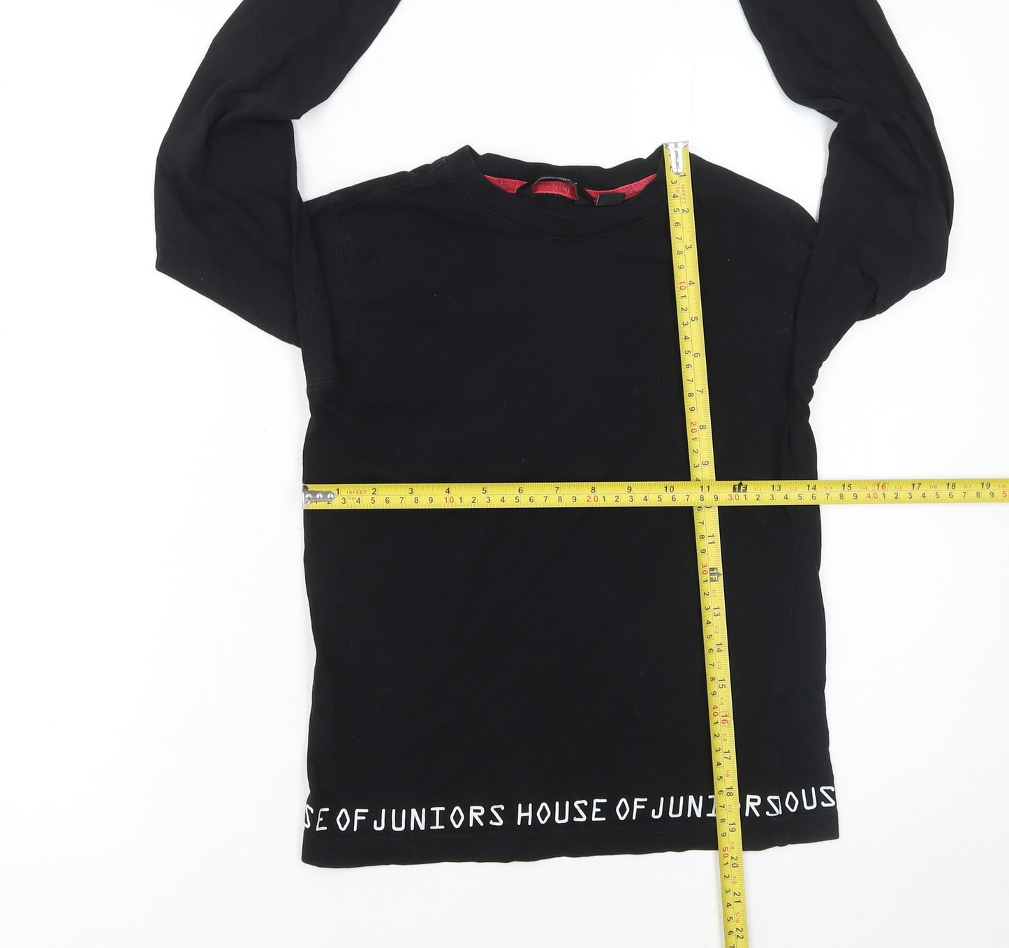 House of Juniors Girls Black Long Sleeve Logo Cotton T-Shirt 9-10 Years