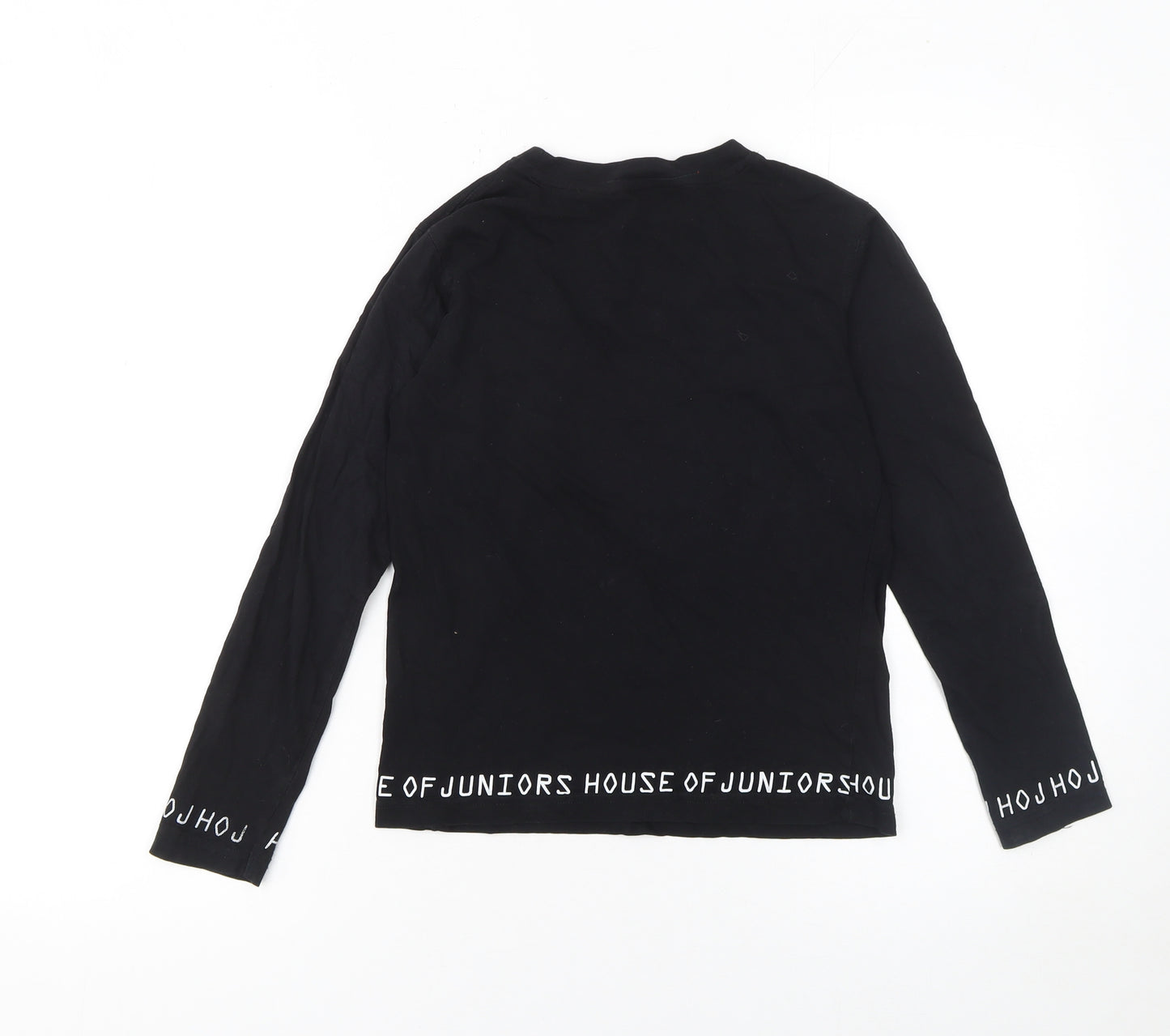 House of Juniors Girls Black Long Sleeve Logo Cotton T-Shirt 9-10 Years