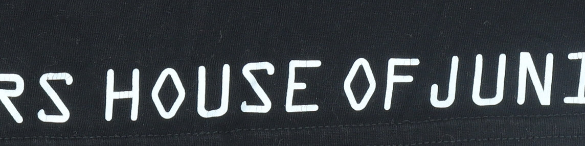 House of Juniors Girls Black Long Sleeve Logo Cotton T-Shirt 9-10 Years