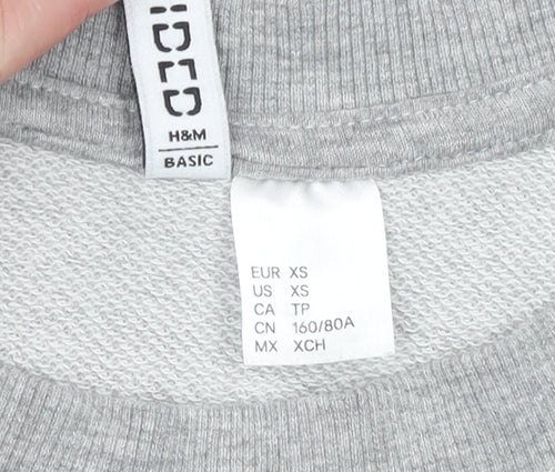 H&M Women’s Grey XS Pullover Sweatshirt Cotton Blend Basic