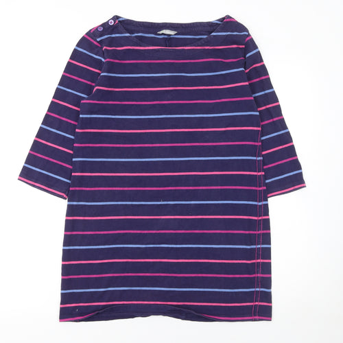 Marks and Spencer Women Blue Striped Shift Dress Size 12 3/4 Sleeve