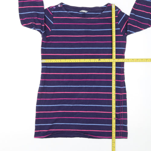 Marks and Spencer Women Blue Striped Shift Dress Size 12 3/4 Sleeve