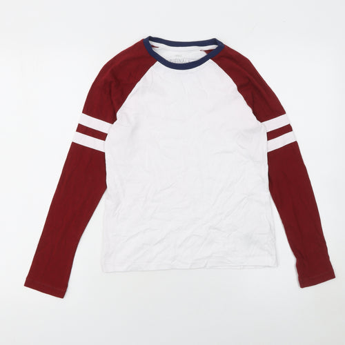 Marks and Spencer Boys White & Red Long Sleeve Ringer T-Shirt 10-11 Years