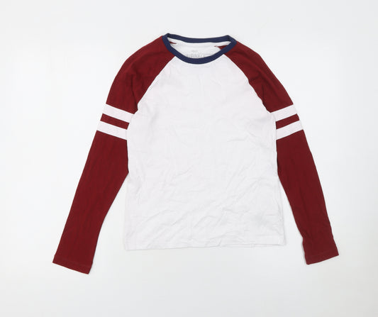 Marks and Spencer Boys White & Red Long Sleeve Ringer T-Shirt 10-11 Years
