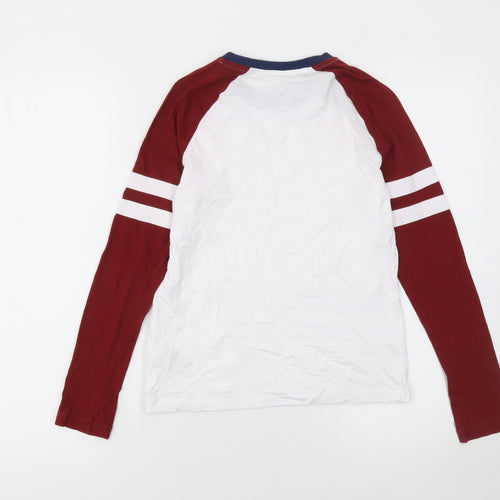 Marks and Spencer Boys White & Red Long Sleeve Ringer T-Shirt 10-11 Years