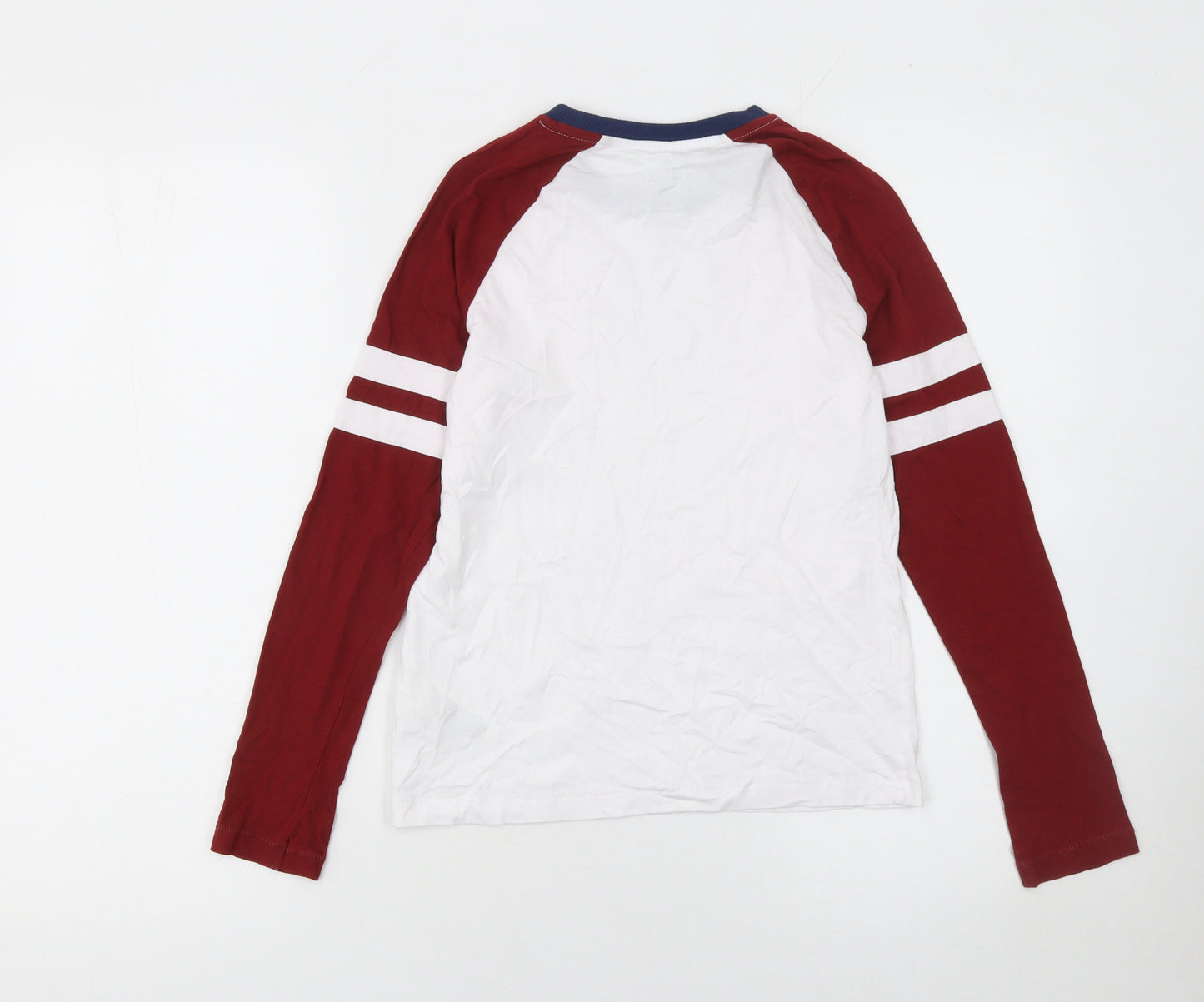 Marks and Spencer Boys White & Red Long Sleeve Ringer T-Shirt 10-11 Years